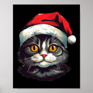 Póster Divertido Cara De Gato Con Navidades Gorra Para Yu