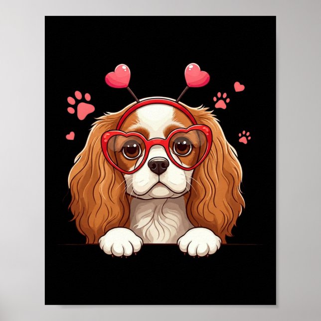 Póster Divertido Cavalier King Charles Spaniel Corazón Ca (Frente)