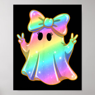 Póster Divertido Chica de Halloween, fantasma del arcoiri
