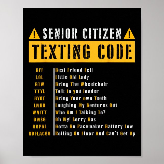 Póster Divertido ciudadano mayor&# s Código textual Gif  (Frente)