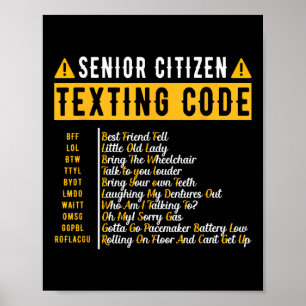 Póster Divertido ciudadano mayor&#; s Código textual Gra