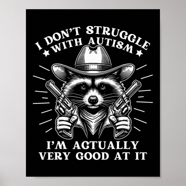Póster Divertido comentario Racoon Meme Tism Autism Aware (Frente)