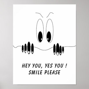 Póster Divertido con Ojos de Curiosidad Texto Pers
