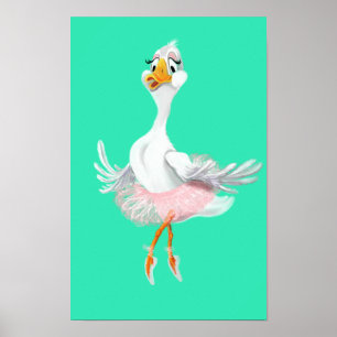 Póster Divertido con Pato Bailarina - Pintura