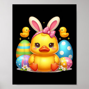 Póster Divertido conejito de cabeza de pato de goma