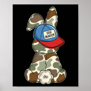 Póster Divertido conejito de Pascua Cara Camo Para Niños
