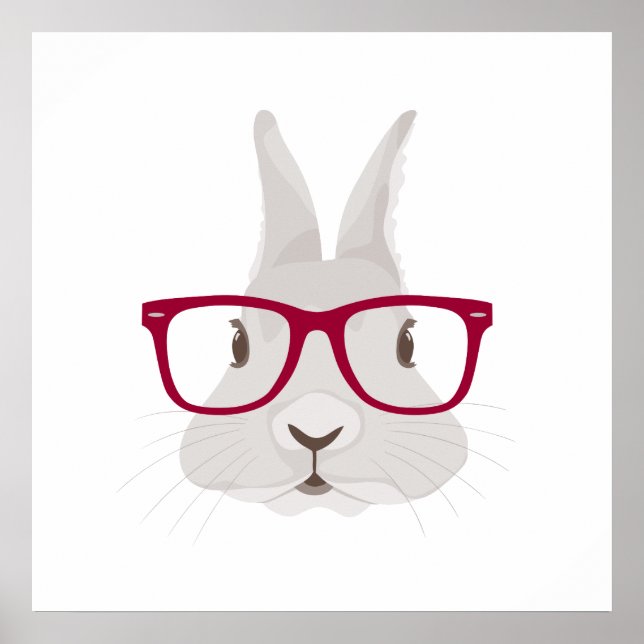 Póster Divertido conejito de Pascua Hipster con gafas de  (Frente)