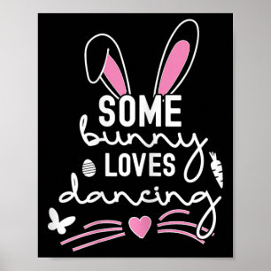 Póster Divertido conejito de Pascua orejas bailando baile