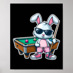 Póster Divertido conejo de Pascua Dunking Billiards Niños