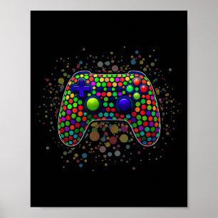 Póster Divertido controlador de juegos Polka Dot Video Ga