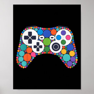 Póster Divertido controlador de juegos Polka Dot Video Ga
