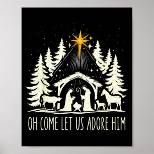 Póster Divertido Cristiano Navidad Jesús Venid Vamos Ador