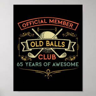 Póster Divertido cumpleaños 65 Club antiguo golfista de 6