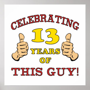 Póster Divertido cumpleaños número 13 para los niños