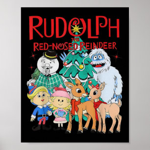 Póster Divertido Cute Rudolph El Reno De Nariz Roja Navid