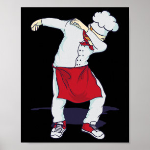Póster Divertido Dabbing Hibachi Chef Cute Sous Head Cook