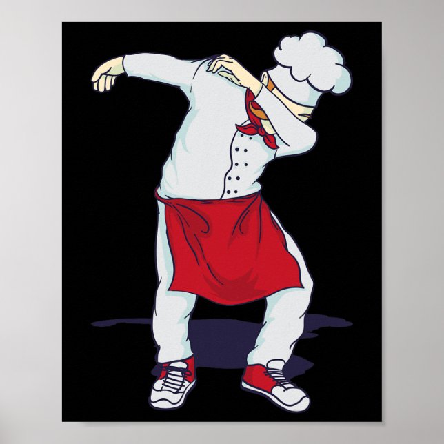 Póster Divertido Dabbing Hibachi Chef Cute Sous Head Cook (Frente)