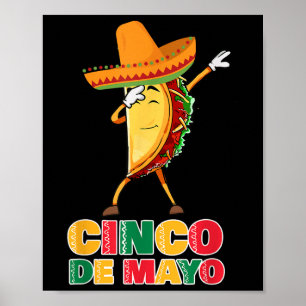 Póster Divertido Dabbing Taco Sombrero Niños Fiesta Fiest