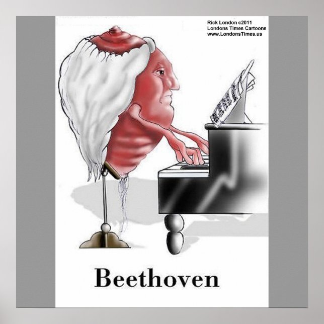 Póster divertido de Beethoven diseñador/dibujos an (Frente)