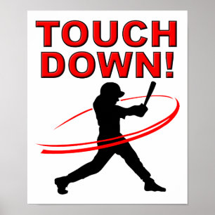 Póster Divertido de Béisbol Touchdown