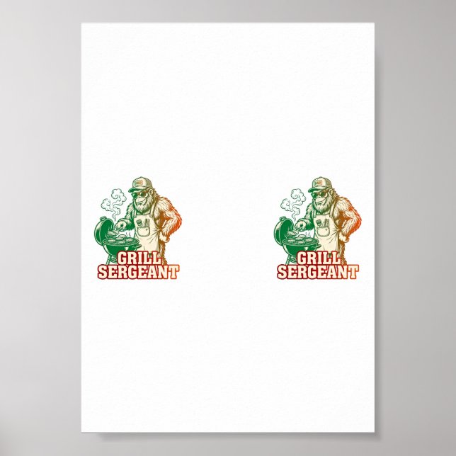 Póster divertido de Bigfoot Grill Sergeant (Frente)