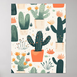 Póster divertido de cactus impreso