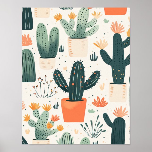 Póster divertido de cactus impreso (Frente)