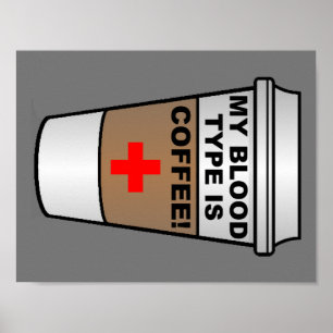Póster Divertido de Café Tipo de Sangre
