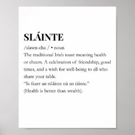 Póster divertido de cita irlandesa moderna Slainte