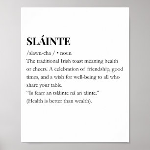Póster divertido de cita irlandesa moderna Slainte