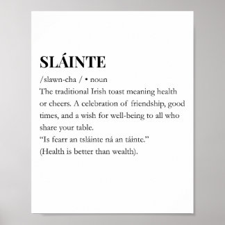 Póster divertido de cita irlandesa moderna Slainte