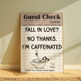 Póster divertido de cuenta de café para invitados