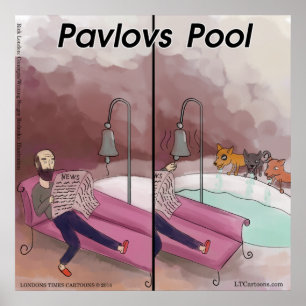 Póster divertido de dibujos animados de la piscina