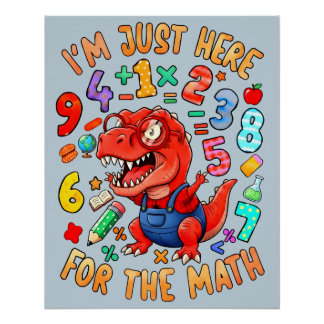 Póster divertido de dinosaurios de matemáticas par