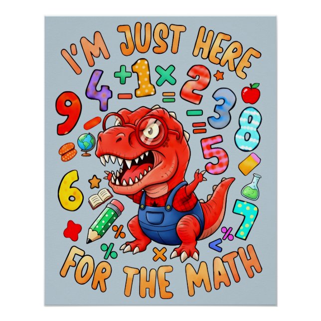 Póster divertido de dinosaurios de matemáticas par (Anverso)