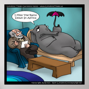 Póster divertido de elefante en terapia