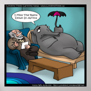 Póster divertido de elefante en terapia