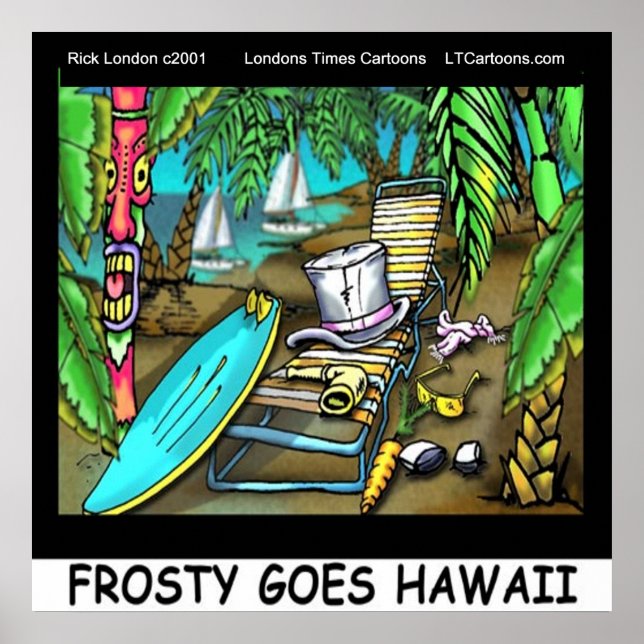Póster divertido de Frosty va a Hawaii (Frente)