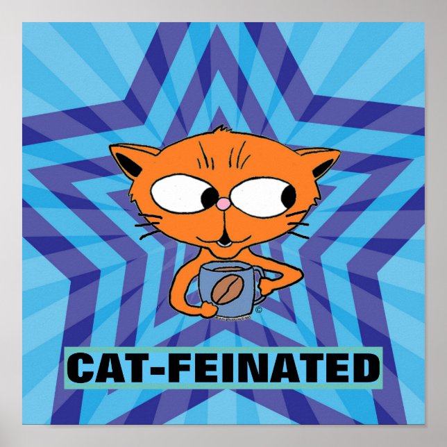 Póster divertido de gato de dibujos animados cafet (Frente)