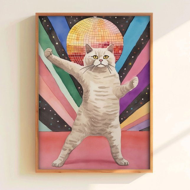 Póster Divertido de Gato Disco Impresión Divertida (Subido por el creador)