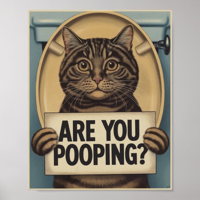 Póster Divertido de Gato | ¿Estás Defecando? | Art (Frente)