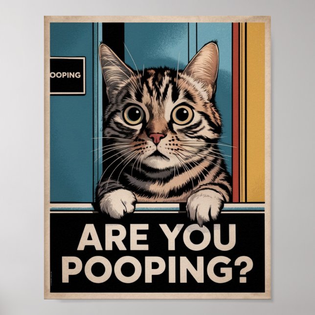 Póster Divertido de Gato | ¿Estás Defecando? | Art (Frente)