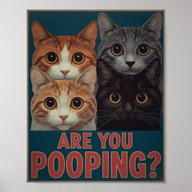 Póster Divertido de Gato | ¿Estás Defecando? | Art (Frente)