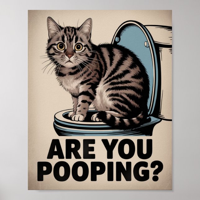 Póster Divertido de Gato | ¿Estás Defecando? | Art (Frente)