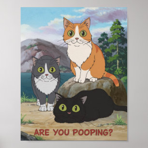 Póster Divertido de Gato ¿Estás Defecando? Art