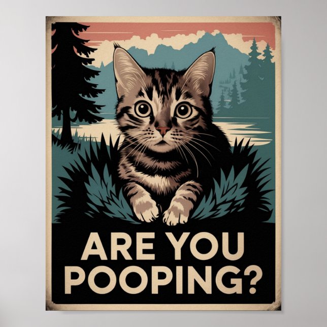 Póster Divertido de Gato | ¿Estás Defecando? | Art (Frente)