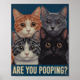 Póster Divertido de Gato ¿Estás Defecando? Art