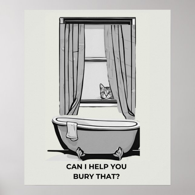 Póster divertido de gato: "¿Puedo ayudarte a enter (Frente)