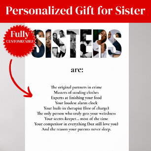 Póster divertido de HERMANAS – Regalo divertido pa