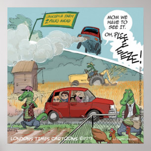 Póster Divertido de la Granja de Cocodrilos